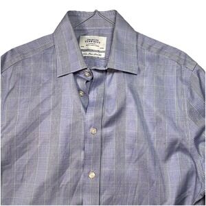 Charles Tyrwhitt Dress Shirt Men's 16 35 Blue Check Slim Fit Preppy‎